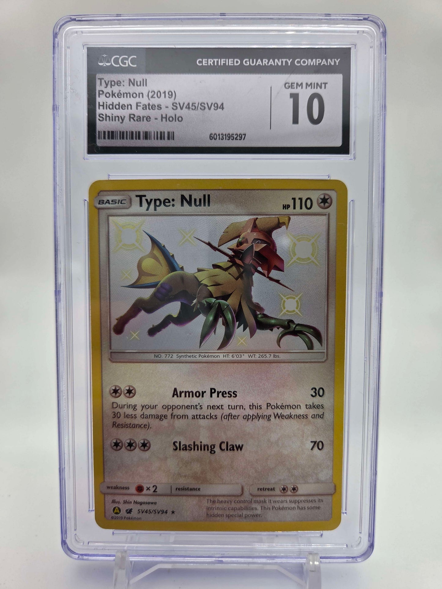Type: Null Pokemon 2o19 Hidden Fates - Shiny Rare - Holo CGC 10