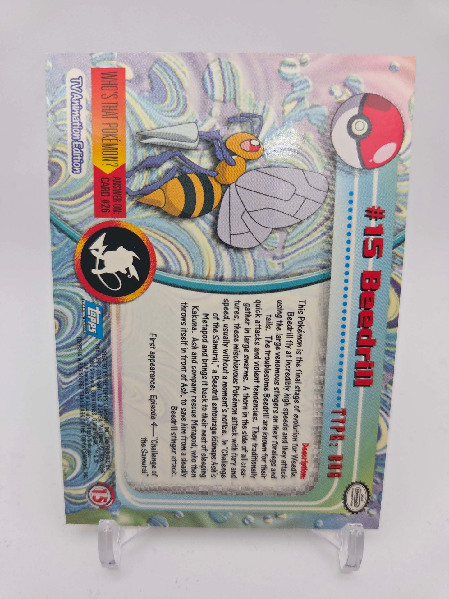 Beedrill #15 Pokemon 1999 Topps TV