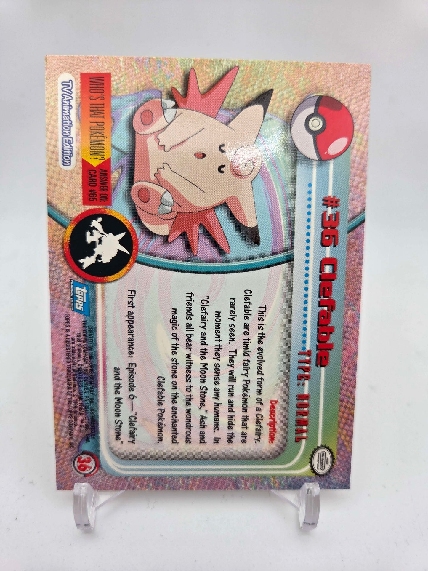Clefable #36 Pokemon 1999 Topps TV