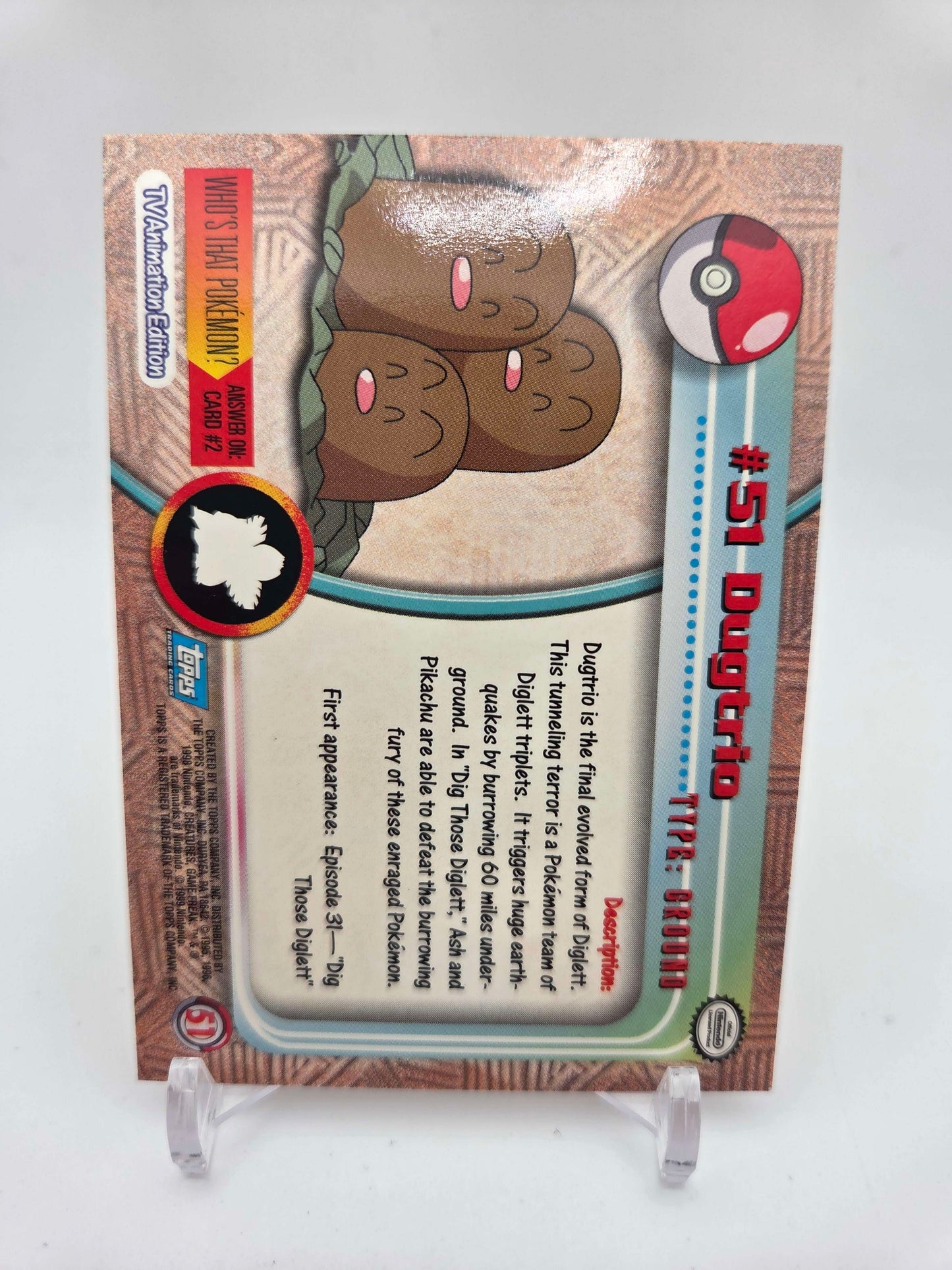 Dugtrio #51 Pokemon 1999 Topps TV