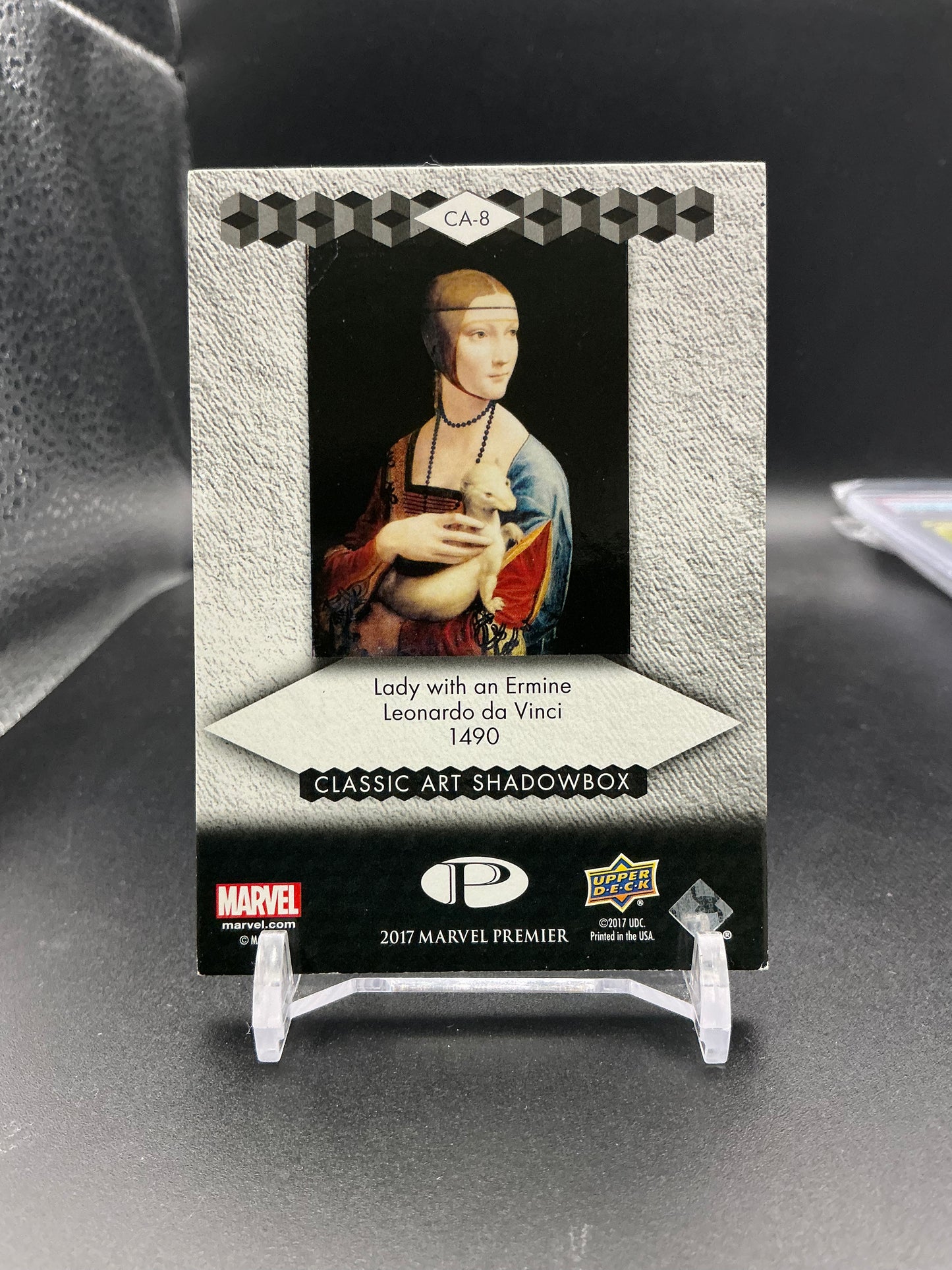 2017 Upper Deck Marvel Premier Classic Art Shadowbox Kitty Pryde “Lady with an Ermine” Leonardo da Vinci 1490 #CA-8