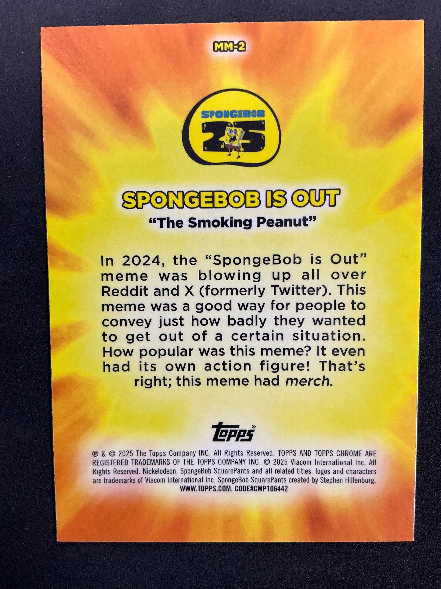 2025 Topps Chrome SpongeBob Squarepants SpongeBob Is Out Masterful Memes #MM-2