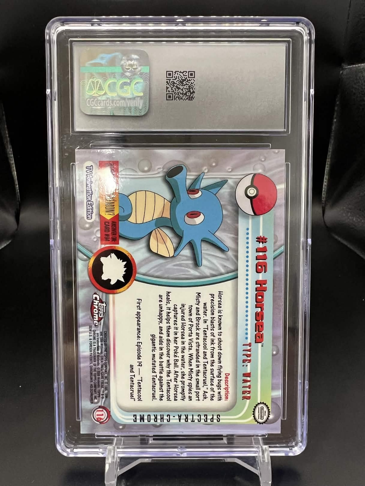 Pokemon Topps 2000 Horsea - Chrome Series 2 - Spectra Chrome - CGC 10