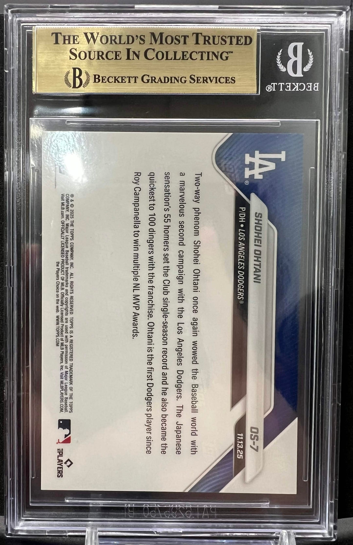 Topps Now 2025 Shohei Ohtani - Offseason #OS7 80644 - CGC 10 PRISTINE