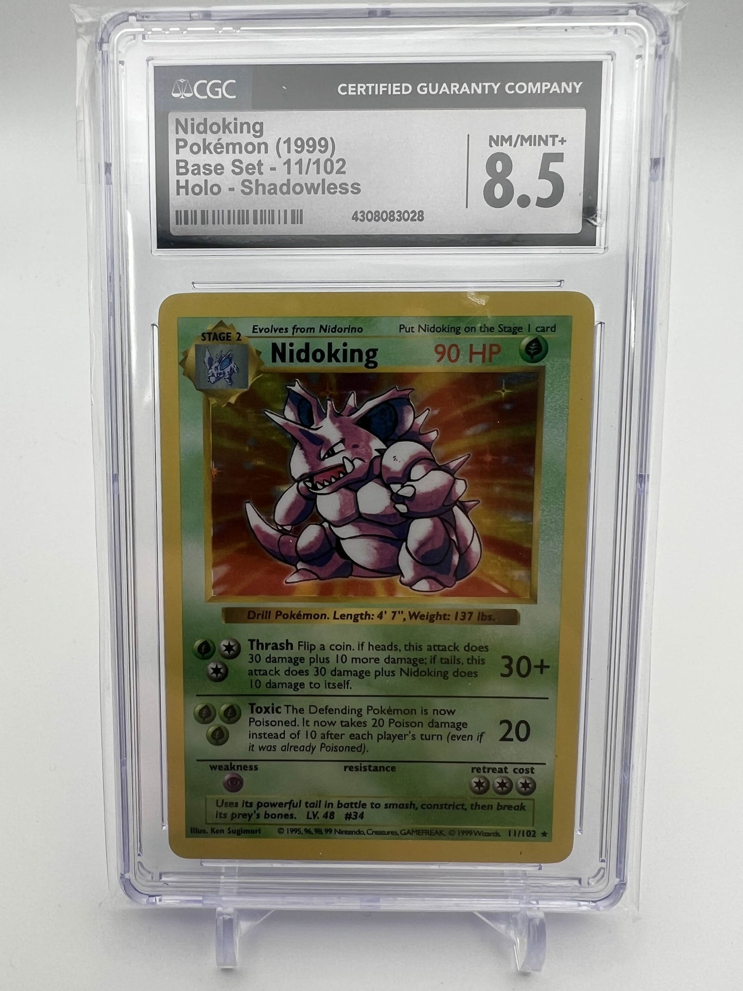 NIDOKING POKEMON 1999 BASE SET HOLO SHADOWLESS CGC 8.5