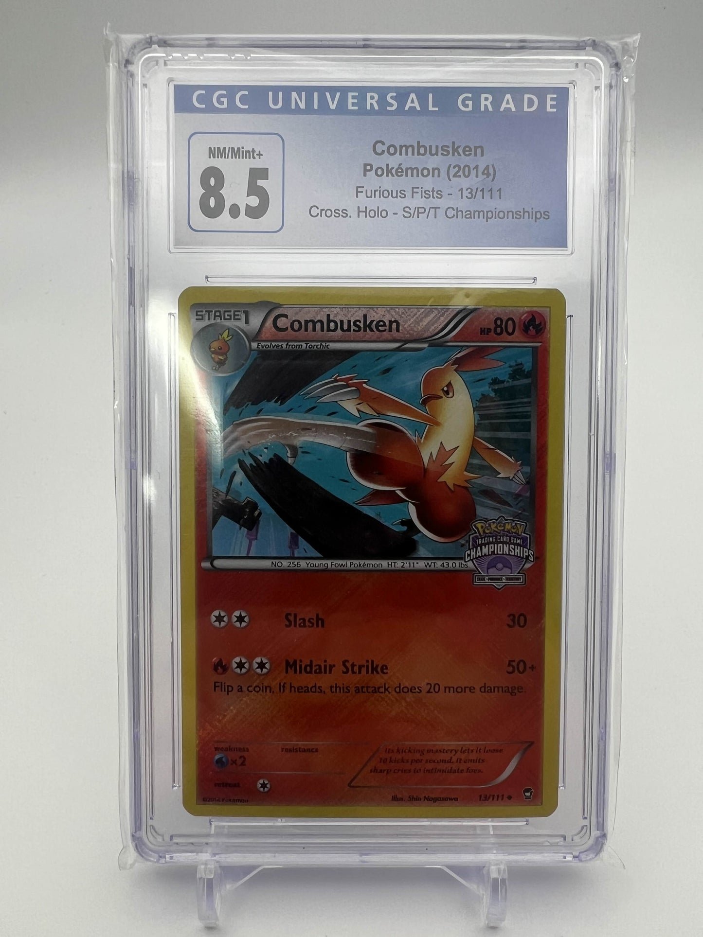 COMBUSKEN POKEMON 2014 FURIOUS FISTS 13/111 CROSS. HOLO S/P/T CHAMPIONSHIPS CGC 8.5