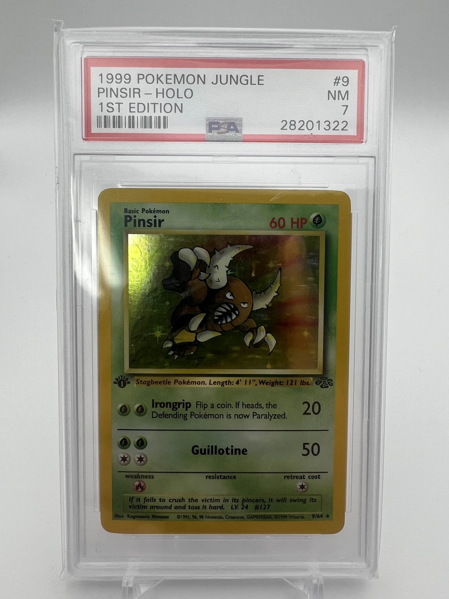 1999 POKEMON JUNGLE PINSIR - HOLO 1ST EDITION PSA 7
