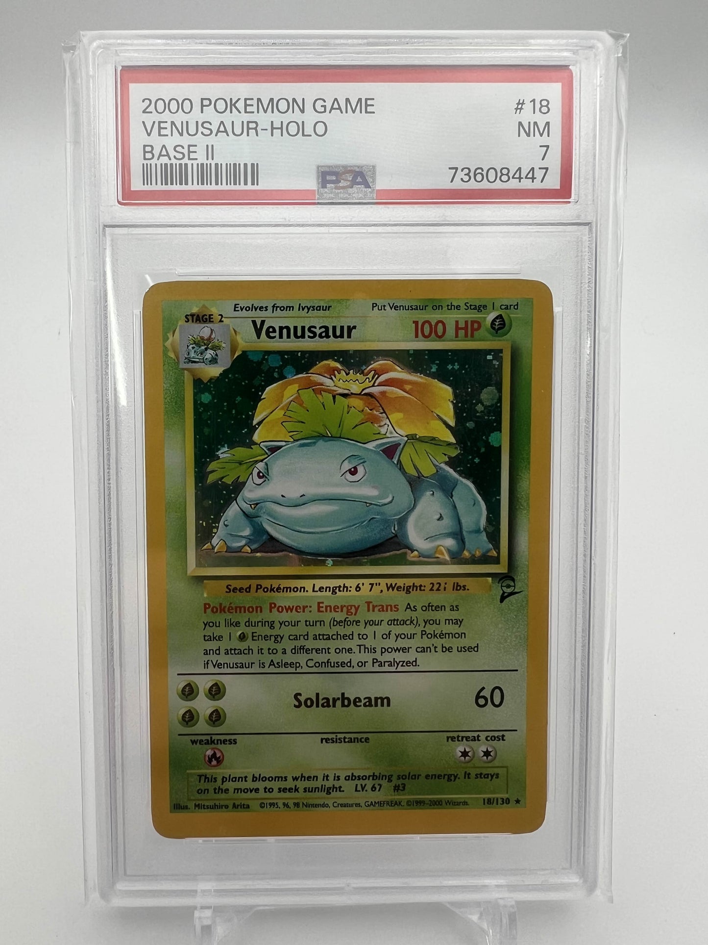 2000 POKEMON GAME VENUSAUR-HOLO BASE II PSA 7
