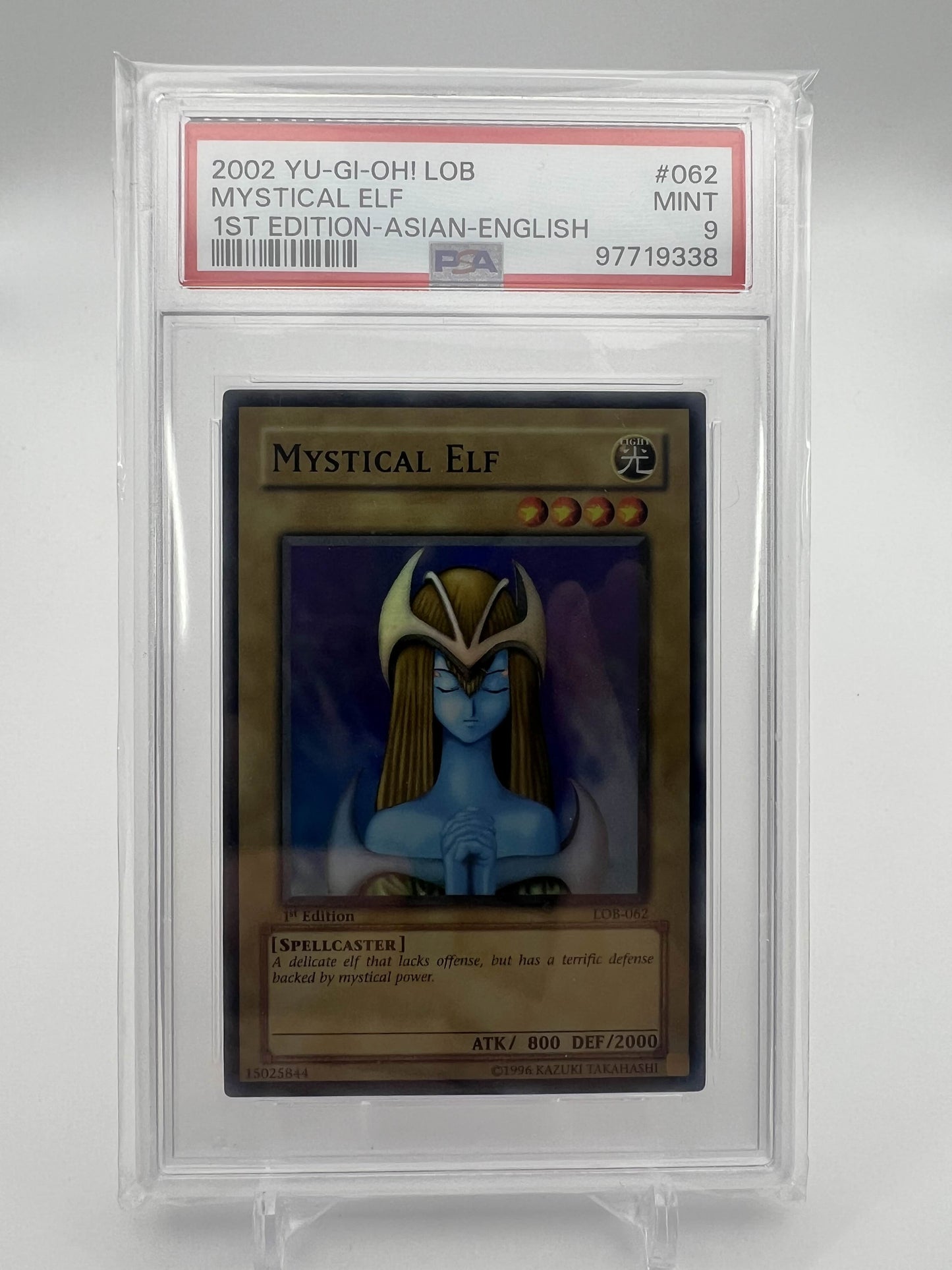 2002 YU-GI-OH! LOB MYSTICAL ELF 1ST EDITION-ASIAN-ENGLISH PSA 9
