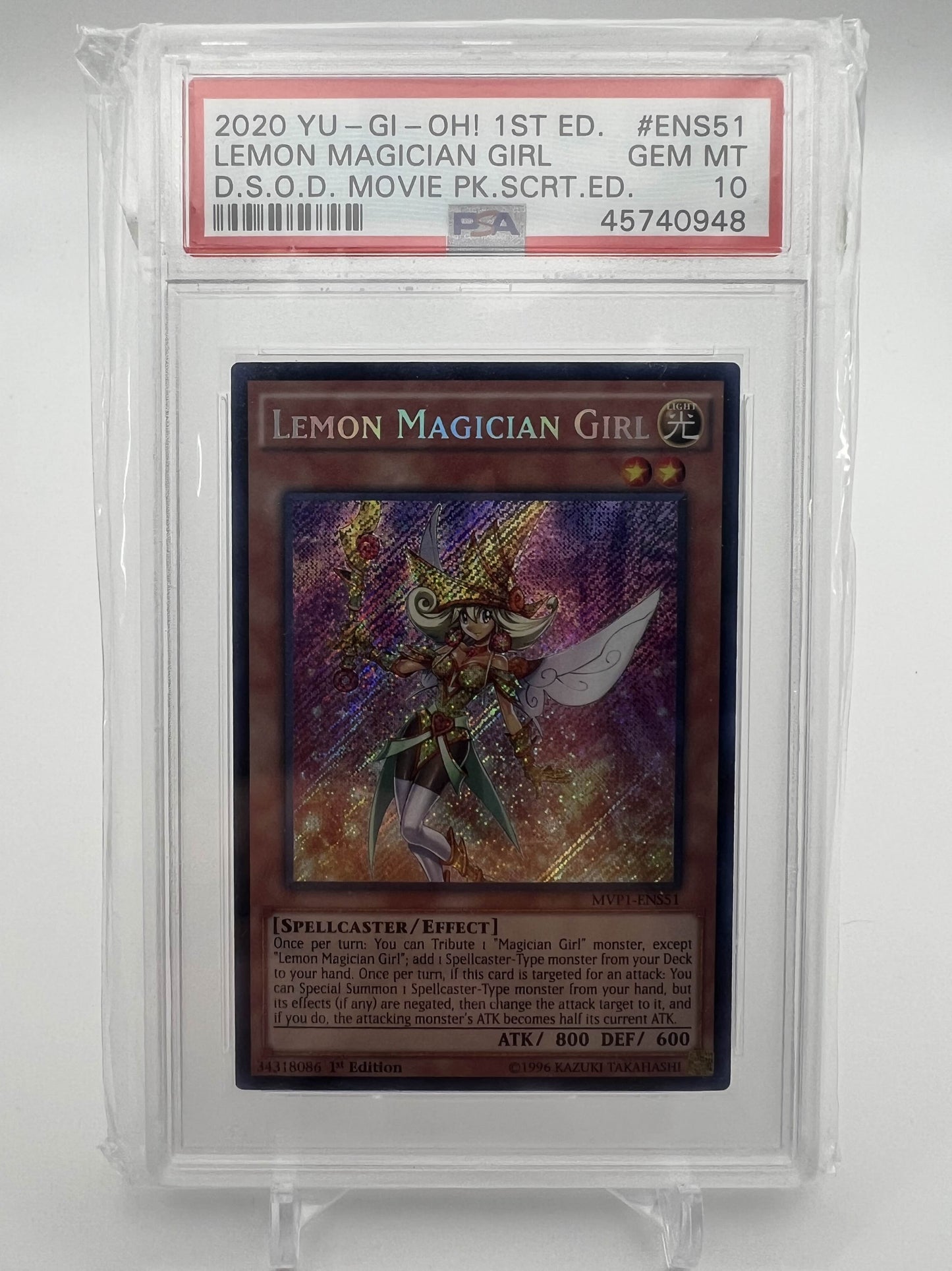 2020 YU-GI-OH! 1ST ED. LEMON MAGICIAN GIRL D.S.O.D. MOVIE PK.SCRT.ED. PSA 10