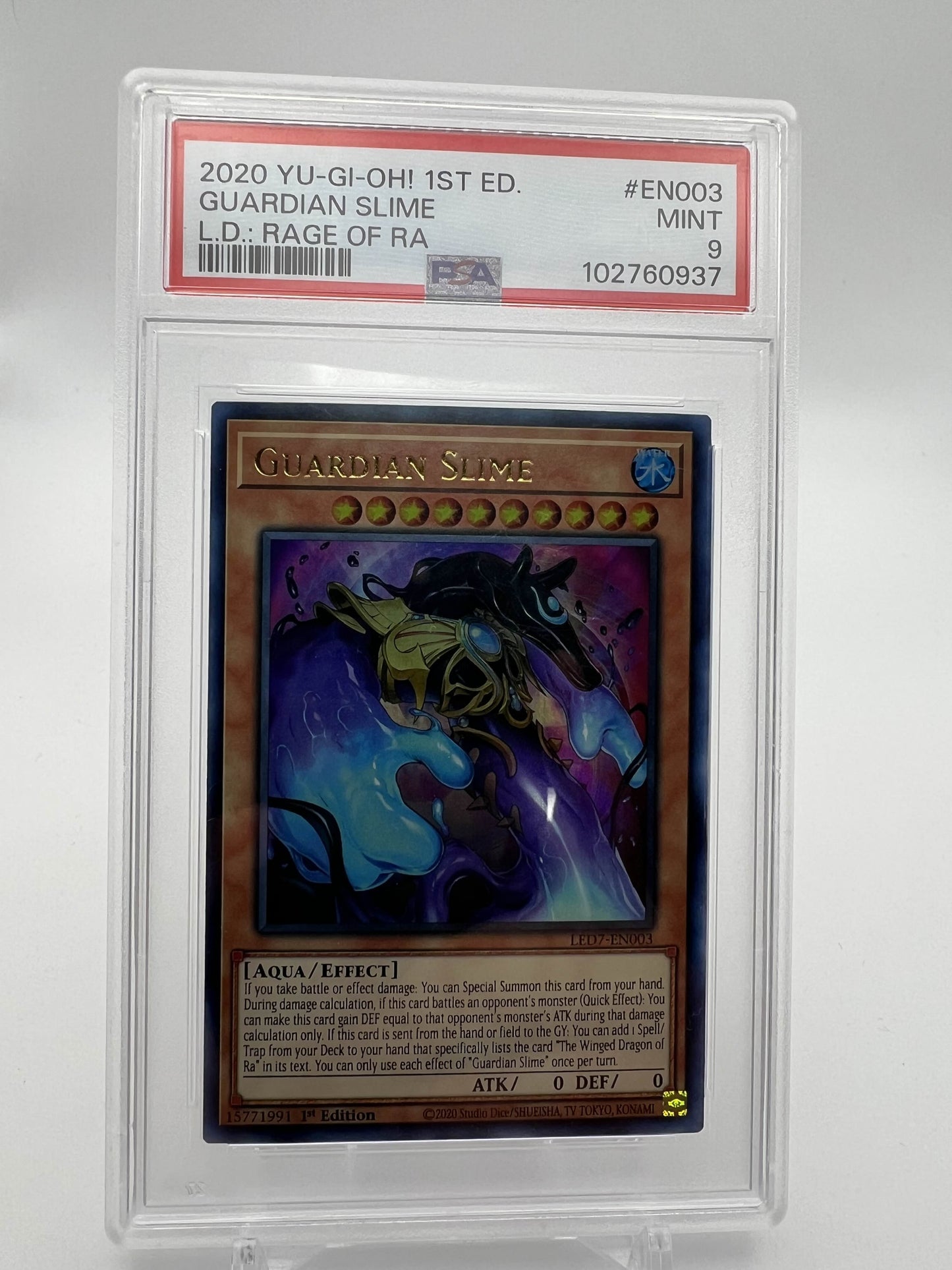 2020 YU-GI-OH! 1ST ED. GUARDIAN SLIME L.D.: RAGE OF RA PSA 9