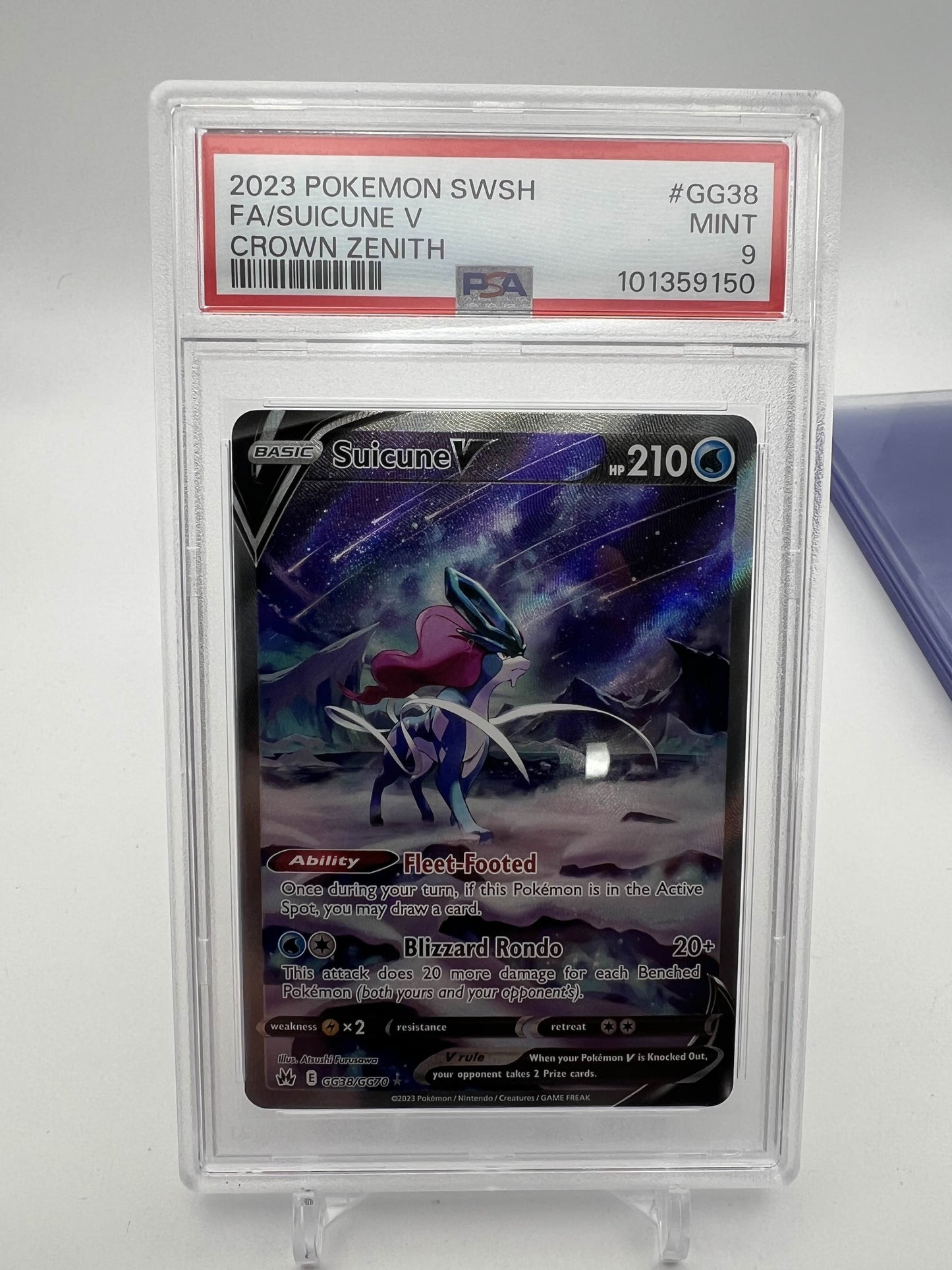 2023 POKEMON SWSH FA/SUICUNE V CROWN ZENITH PSA 9