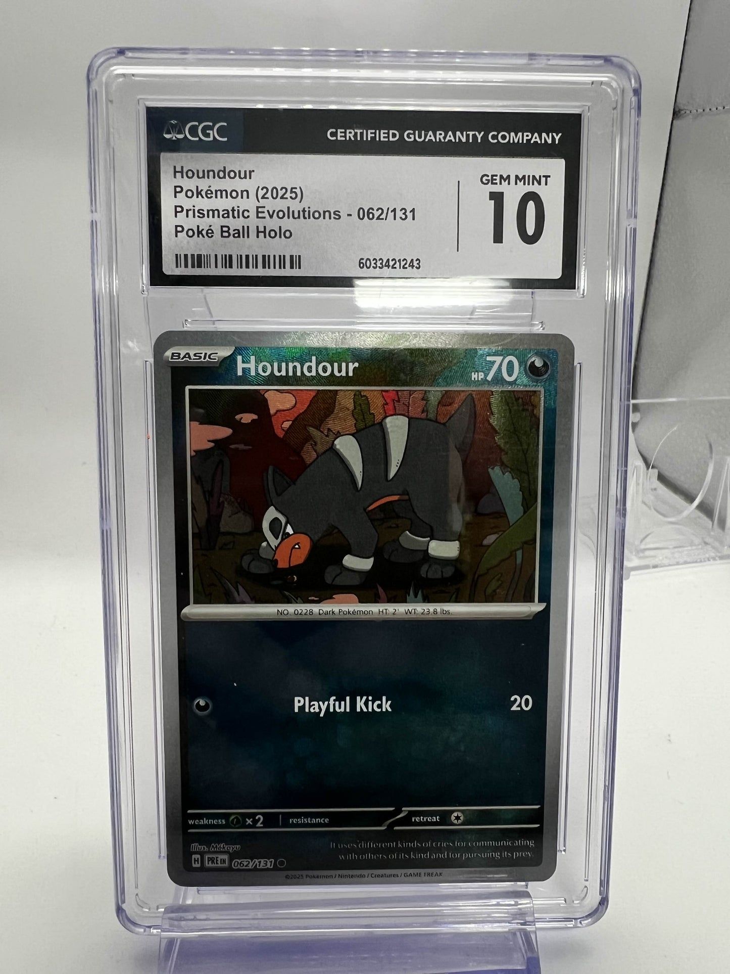 Houndour Pokemon (2025) Prismatic Evolutions - Poke Ball Holo CGC 10