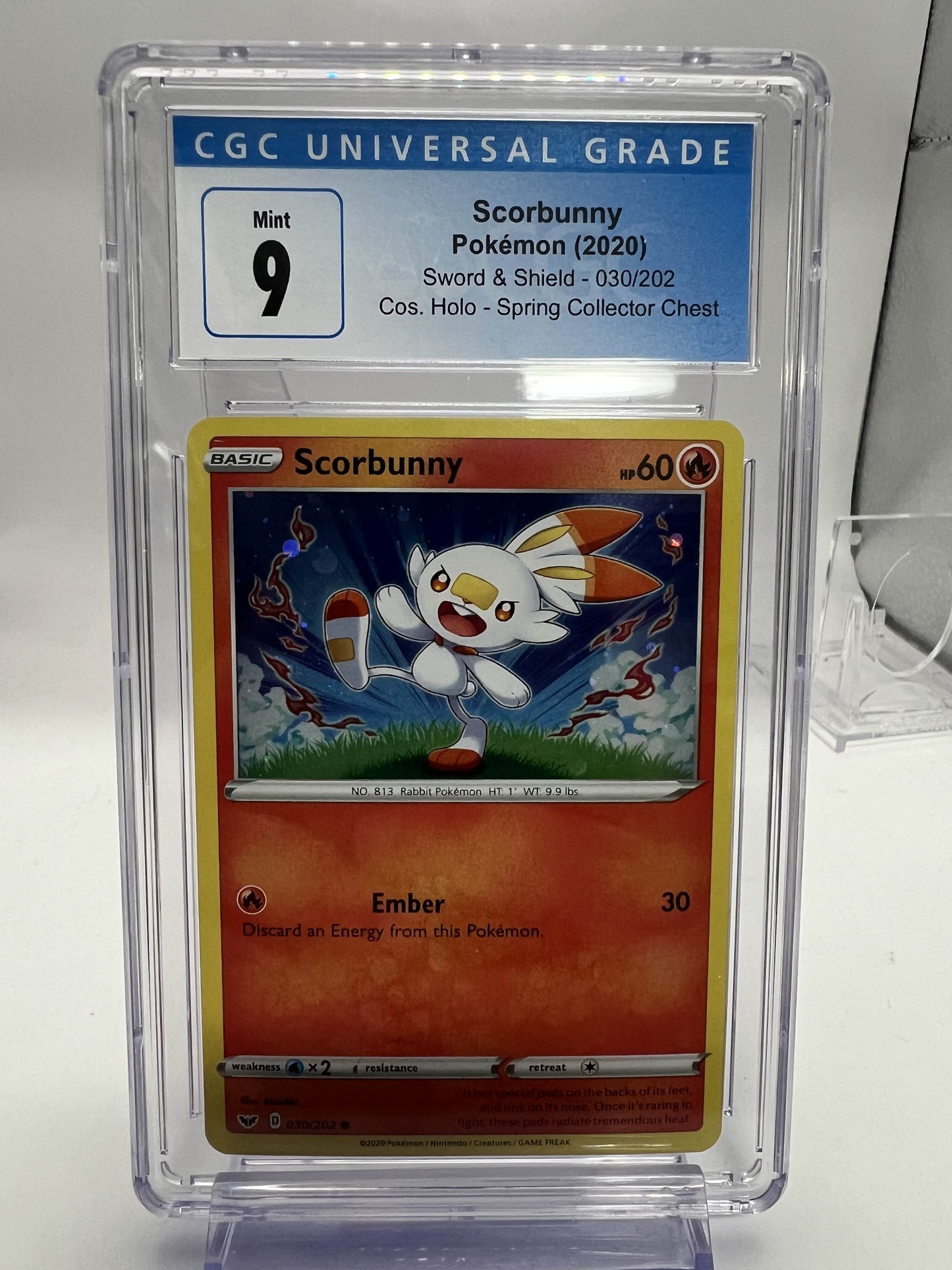 Scorbunny Pokemon (2020) Sword & Shield - Cos. Holo - Spring Collector Chest CGC 9