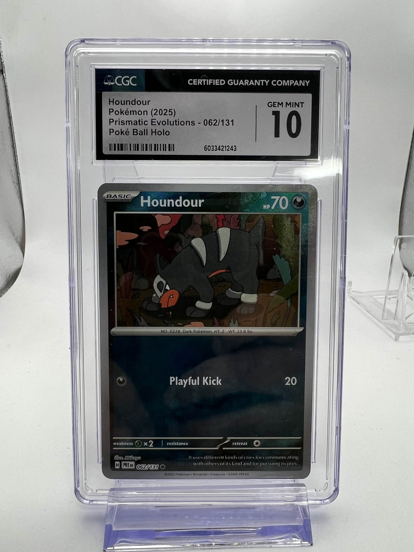 Houndour Pokemon (2025) Prismatic Evolutions - Poke Ball Holo CGC 10
