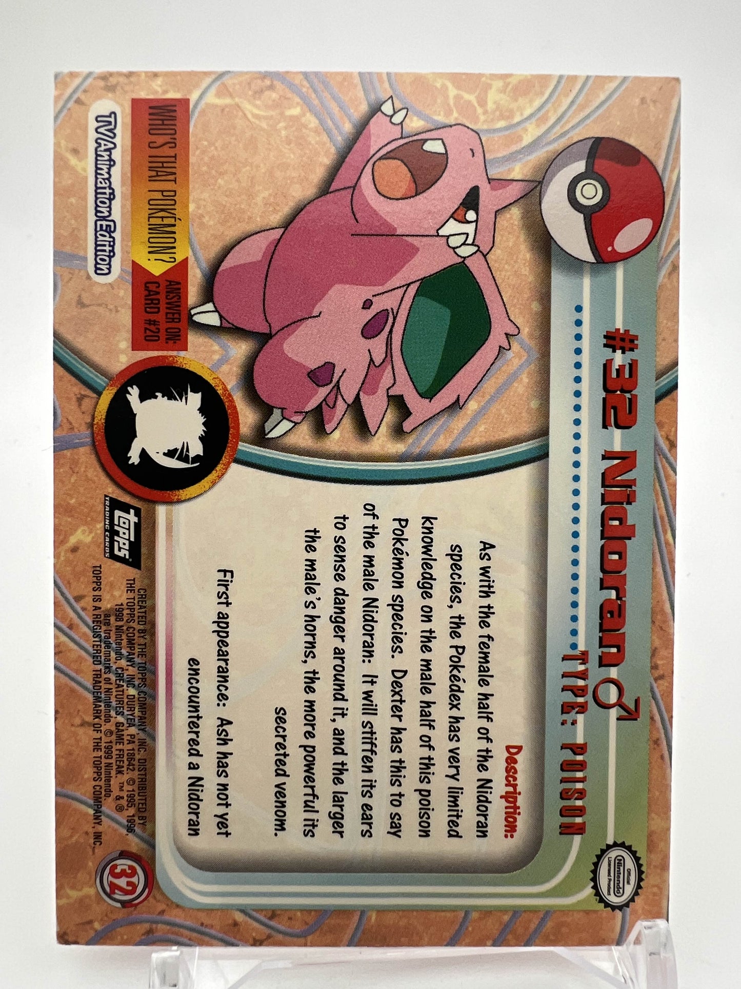 Nidoran #32 Pokemon 1999 Topps TV