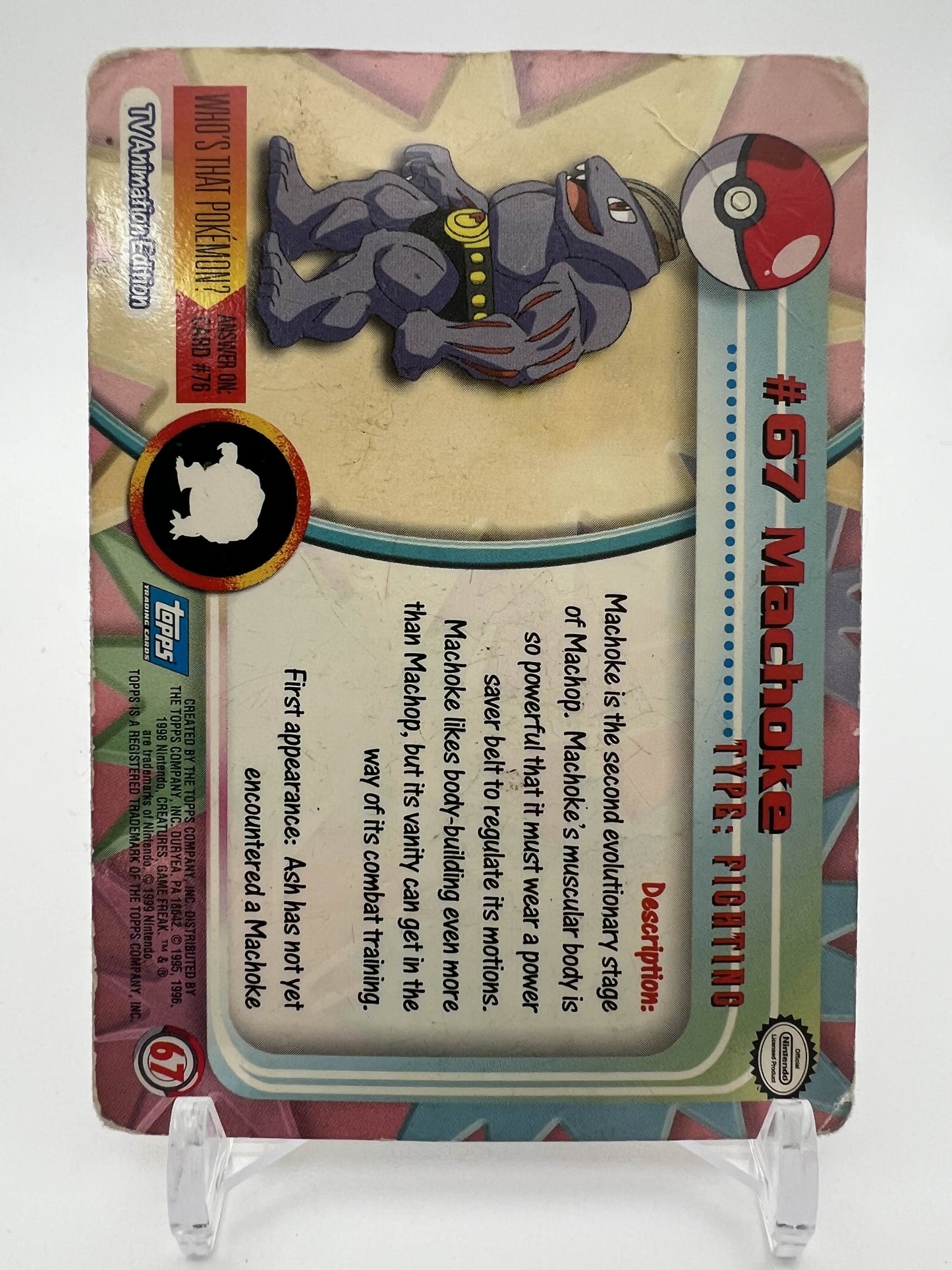 Machoke #67 Pokemon 1999 Topps TV