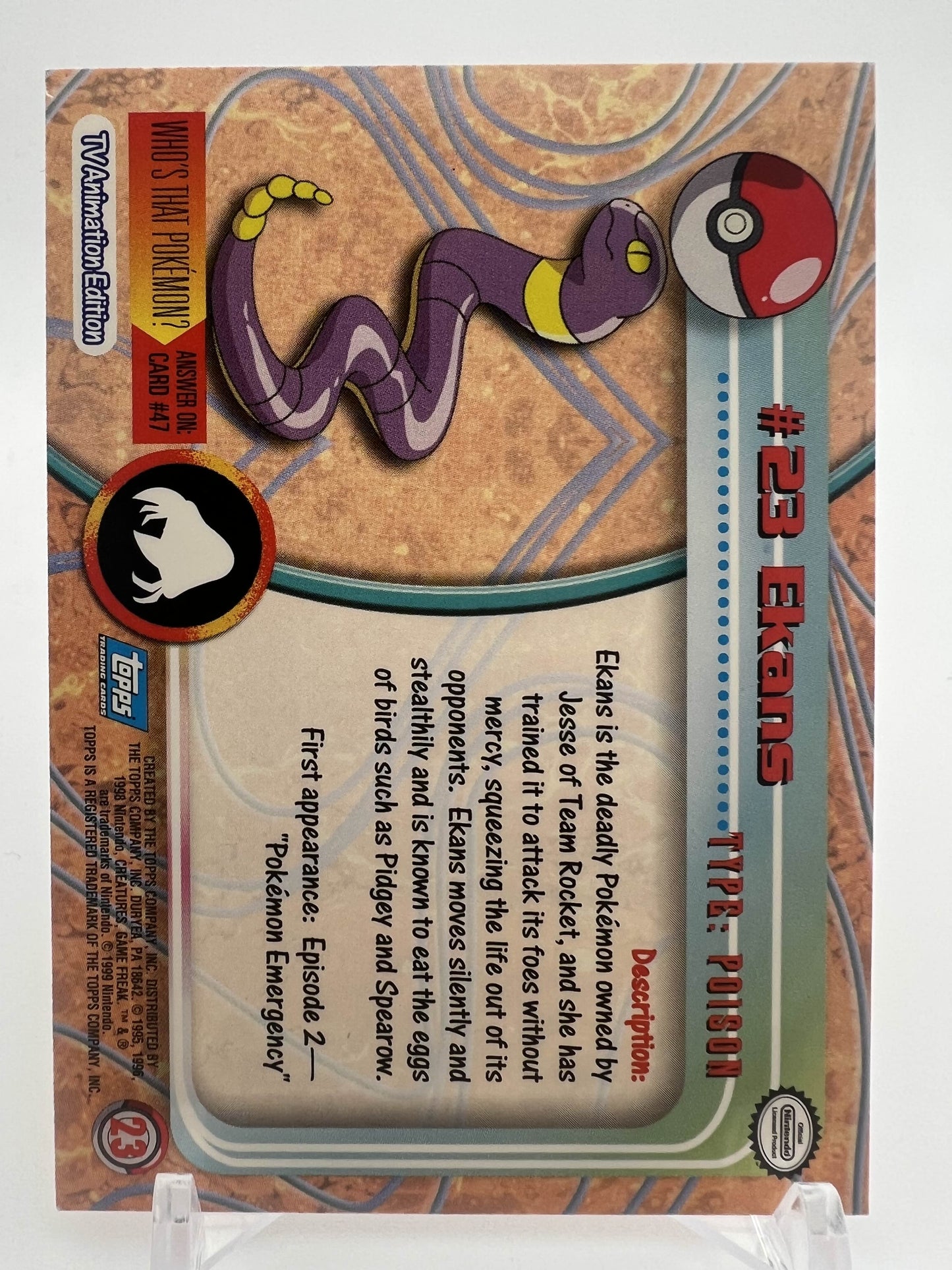 Ekans #23 Pokemon 1999 Topps TV