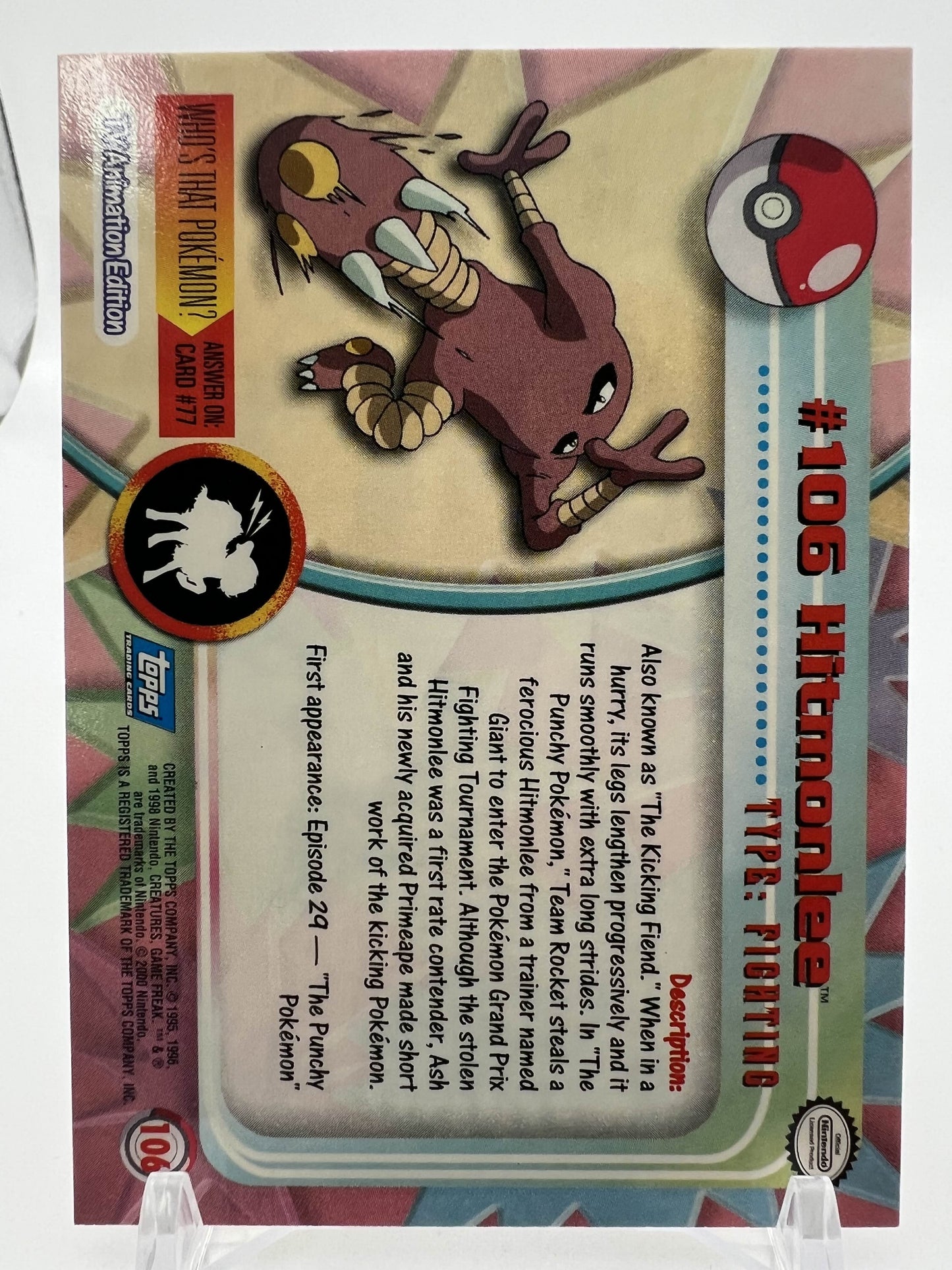 Hitmonlee #106 Pokemon 2000 Topps TV