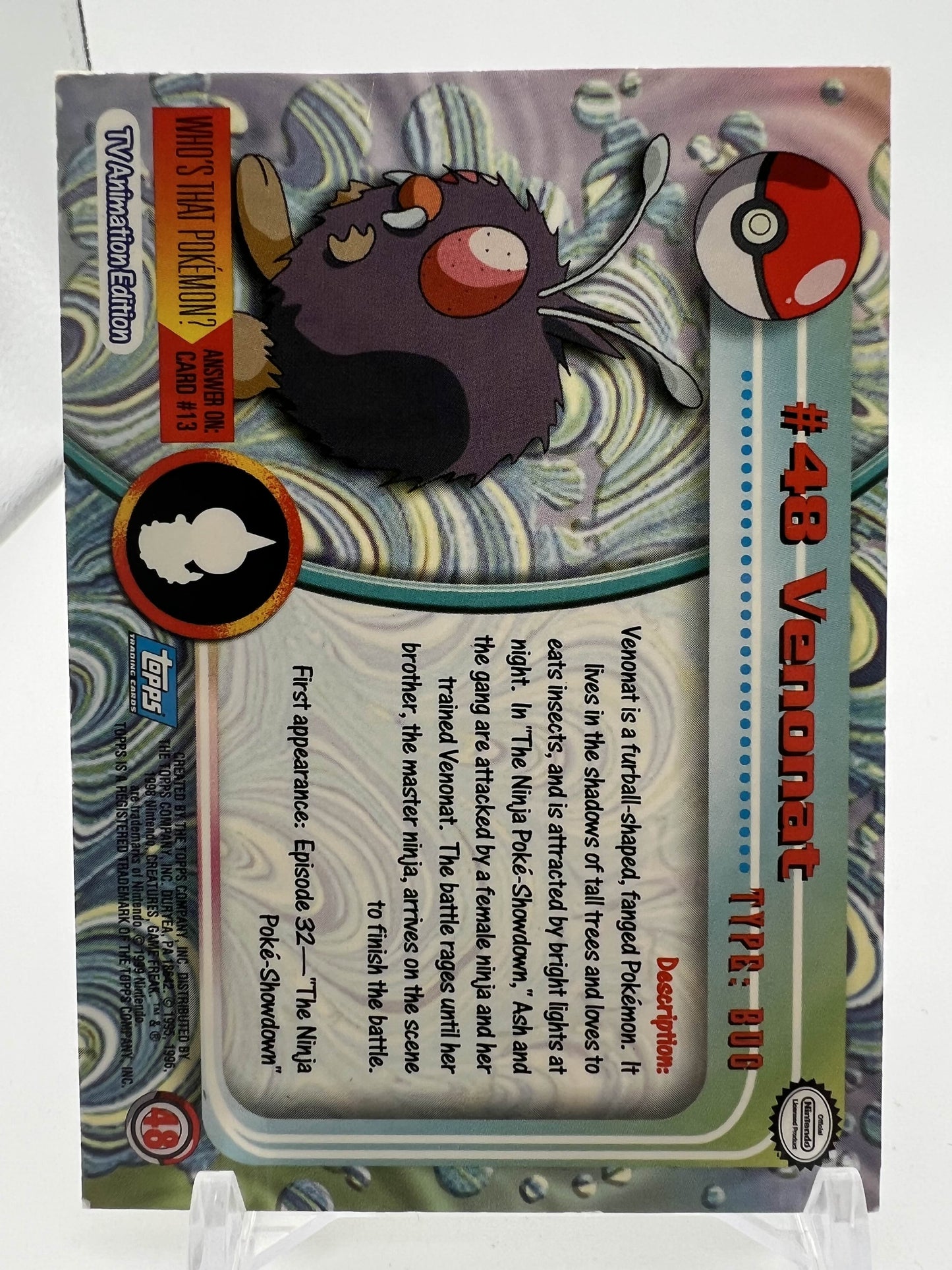 Venonat #48 Pokemon 1999 Topps TV