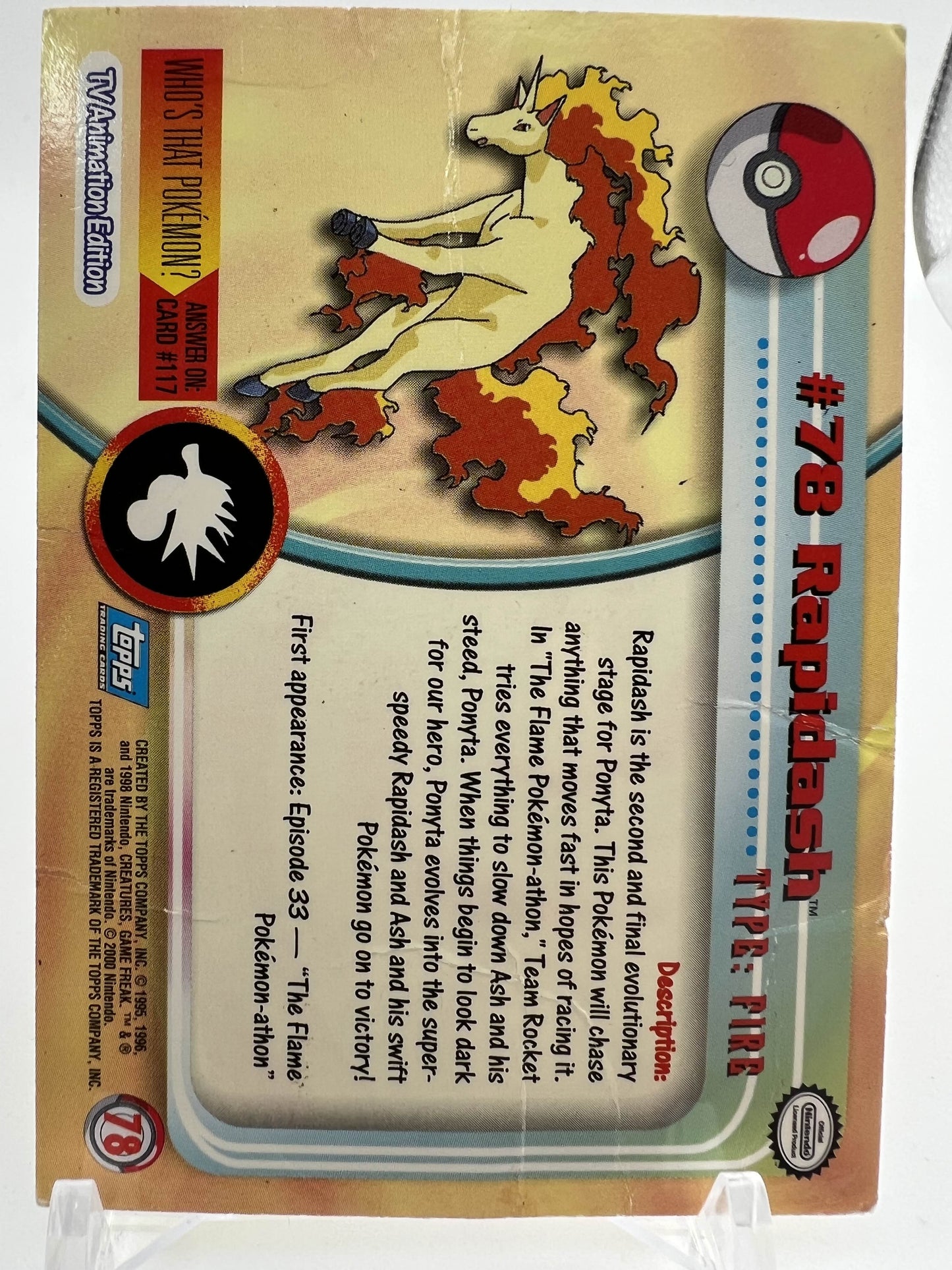 Rapidash #78 Pokemon 2000 Topps TV