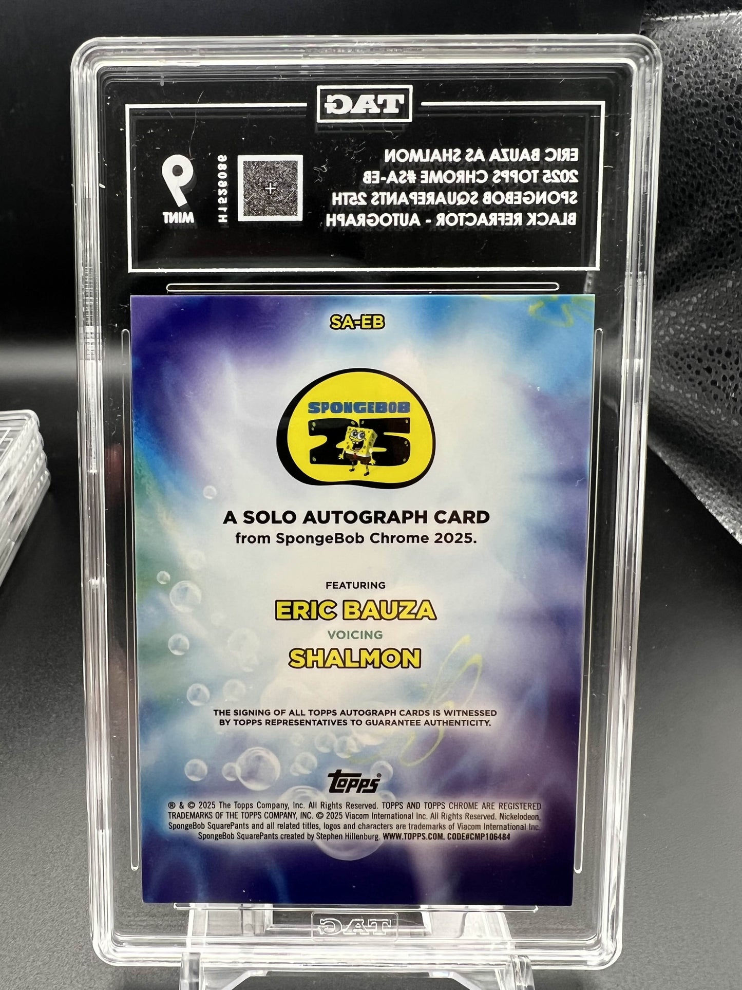 Topps Chrome 2025 Eric Bauza as Shalmon 10/10 - Spongebob 25th - BR Autograph - TAG 9