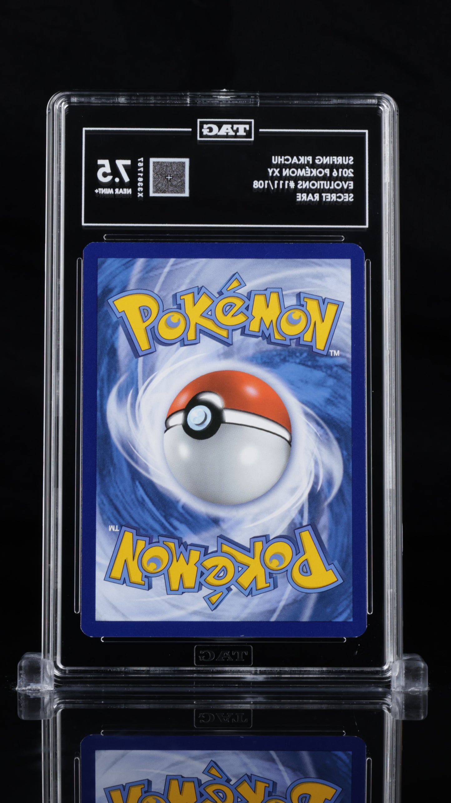Pokemon 2016 Surfing Pikachu - Evolutions - Secret Rare - TAG 7.5
