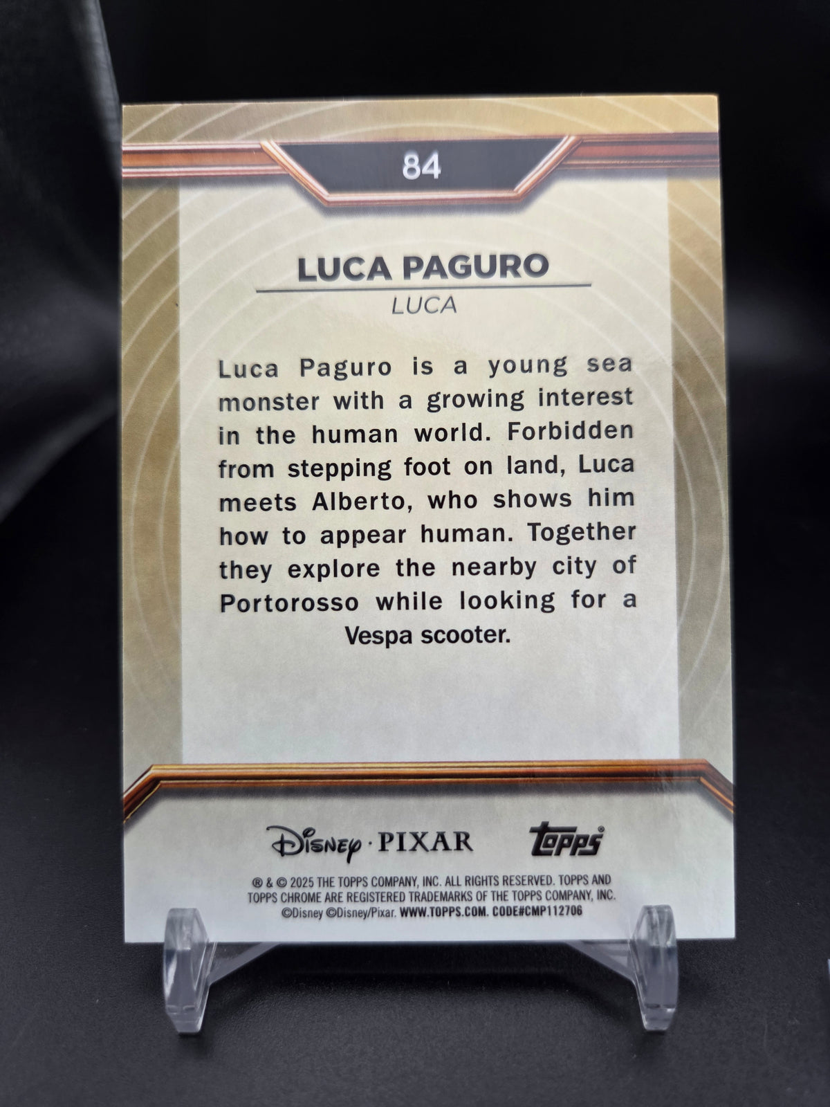 Luca Paguro Pixar Gold Guilded Wave #75/75 BOOKEND - 2025 Topps Chrome Disney Pixar #84