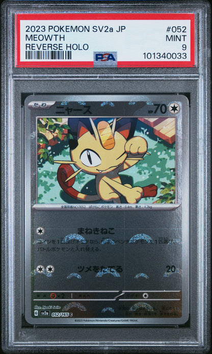 Pokemon JP 2023 Meowth - 151 - Reverse Holo - PSA 9