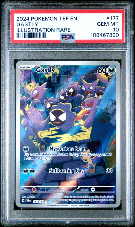 Pokemon 2024 Gastly - Temporal Forces - Illustration Rare - PSA 10