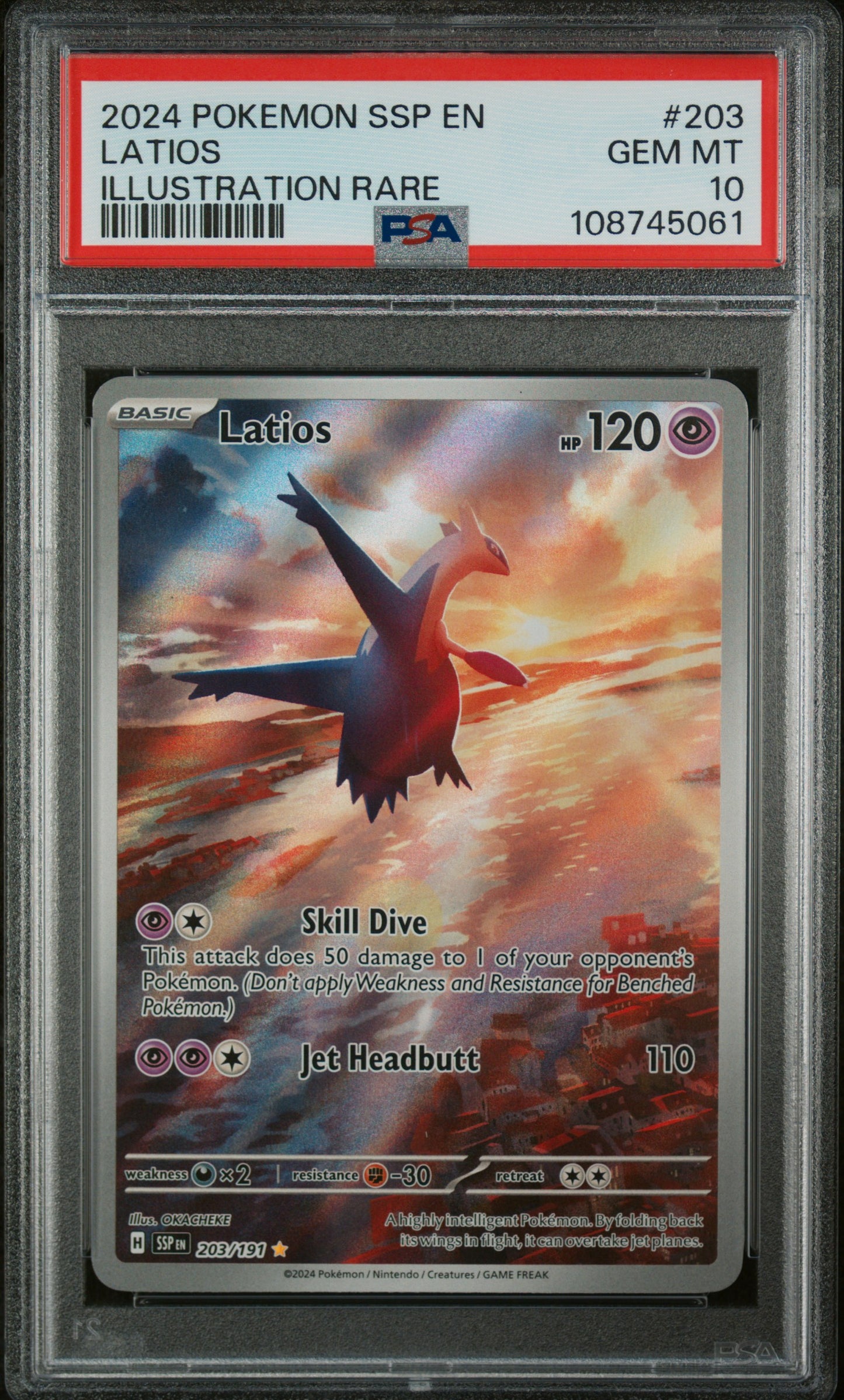 Pokemon 2024 Latios - Surging Sparks - Illustration Rare - PSA 10