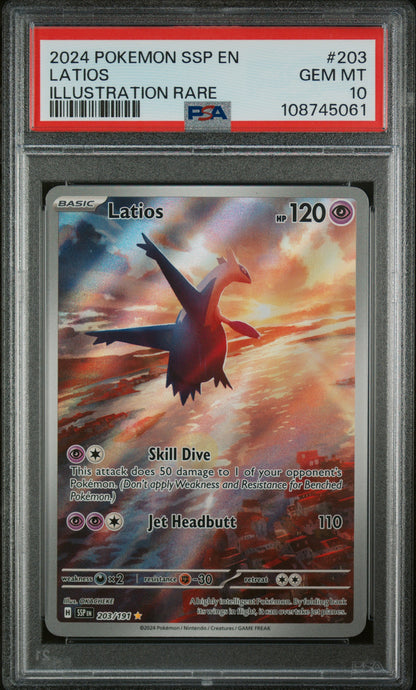 Pokemon 2024 Latios - Surging Sparks - Illustration Rare - PSA 10