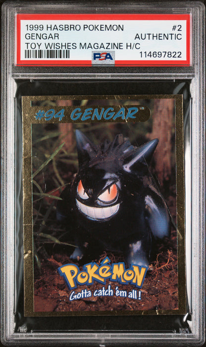 Pokemon 1999 Gengar Hasbro Toy Wishes Magazine Hand-Cut #2 PSA Authentic