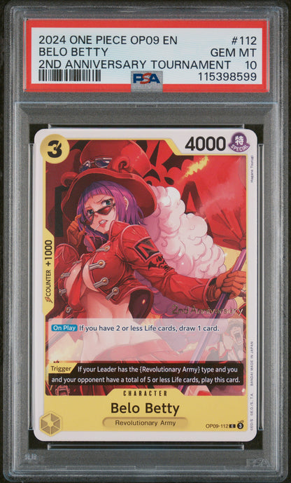 One Piece 2024 Belo Betty OP09-112 2nd Anniversary Tournament PSA 10