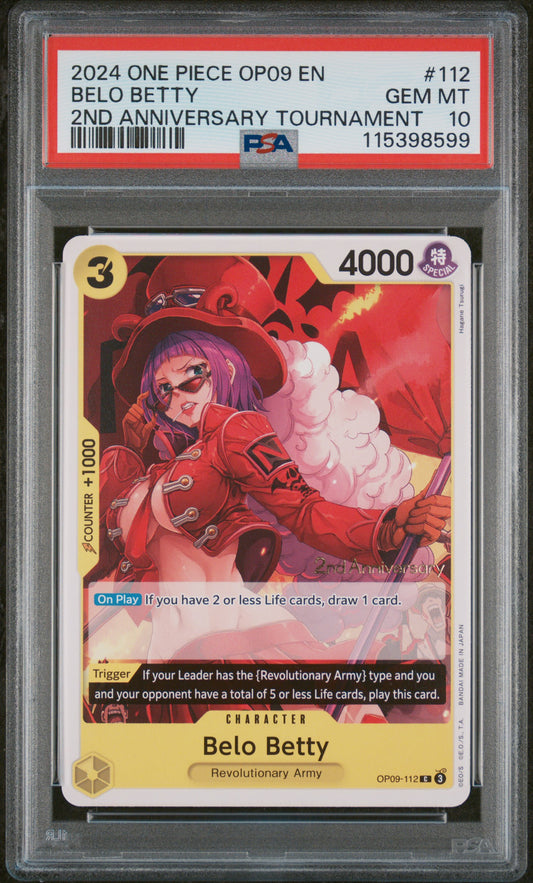 One Piece 2024 Belo Betty OP09-112 2nd Anniversary Tournament PSA 10