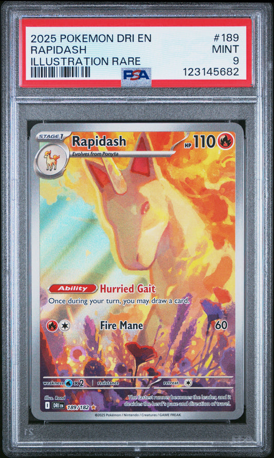 Pokemon 2025 Rapidash - Destined Rivals - Illustration Rare - PSA 9