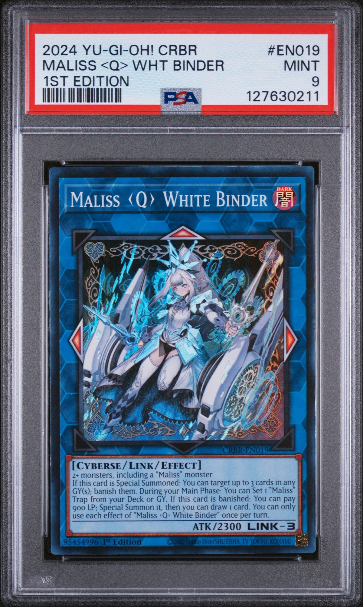 Yu-Gi-Oh 2024 MALISS <Q> WHT BINDER CRBR-EN019 SR 1st Edition Crossover Breakers PSA 9