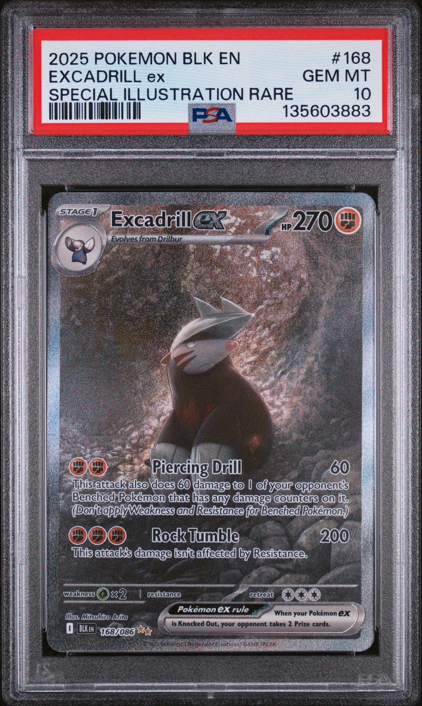 Pokemon 2025 Excadrill ex - Black Bolt - Special Illustration Rare - PSA 10