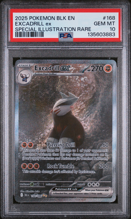 Pokemon 2025 Excadrill ex - Black Bolt - Special Illustration Rare - PSA 10