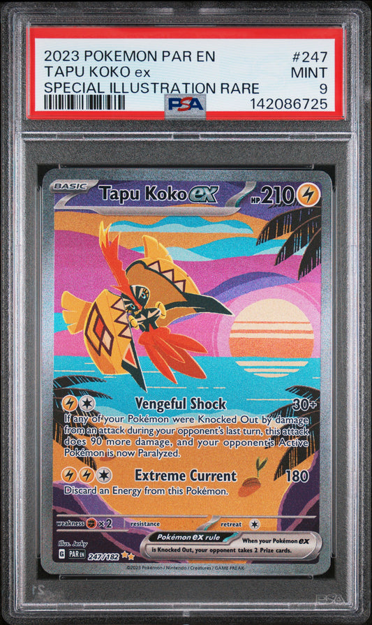 Pokemon 2023 Tapu Koko ex 247/182 Special Illustration Rare Paradox Rift PSA 9