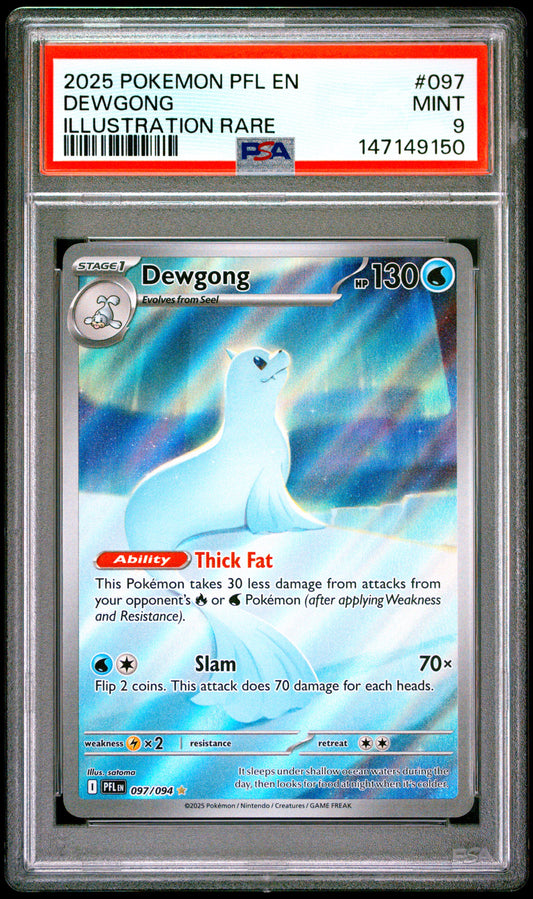 Pokemon 2025 Dewgong 097/094 Illustration Rare Phantasmal Flames PSA 9