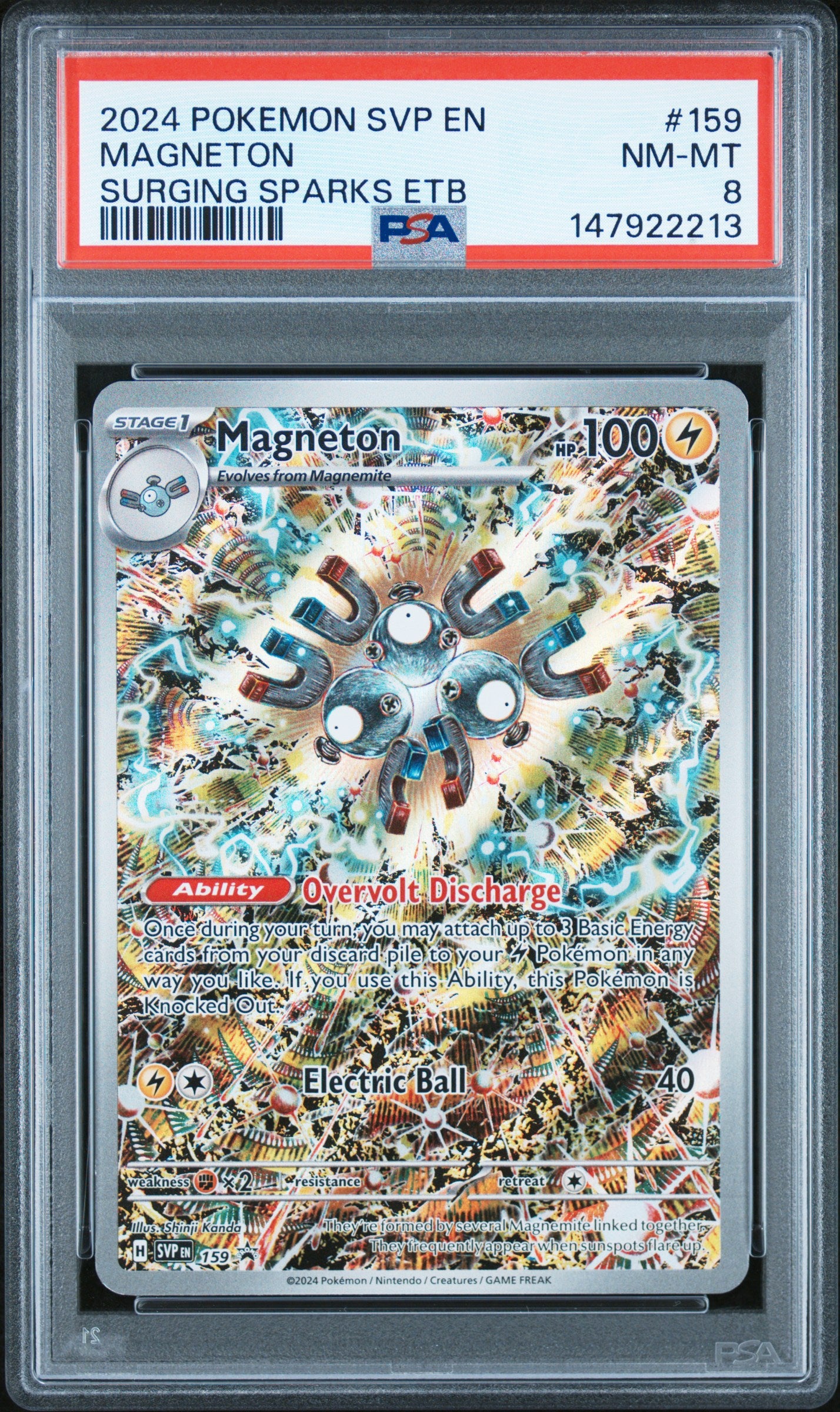 Pokemon 2024 Magneton - Surging Sparks ETB - BSP - PSA 8