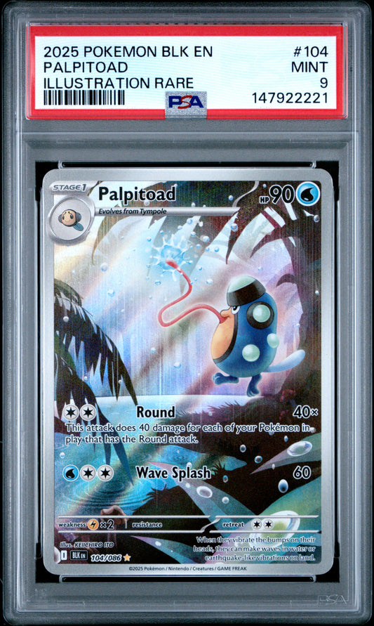 Pokemon 2025 Palpitoad - Black Bolt - Illustration Rare - PSA 9