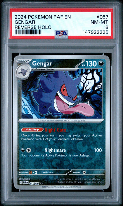Pokemon 2024 Gengar - Paldean Fates - Reverse Holo - PSA 8
