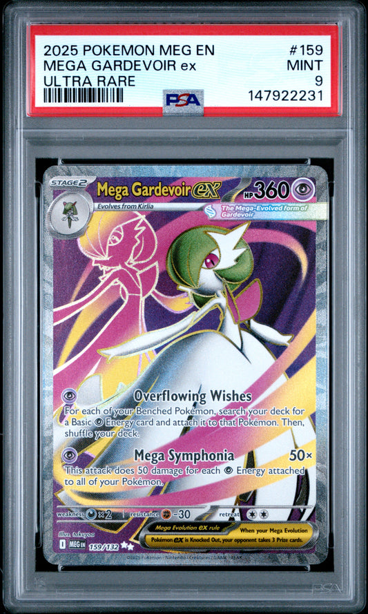 Pokemon 2025 Mega Gardevoir ex - Mega Evolutions - Ultra Rare - PSA 9