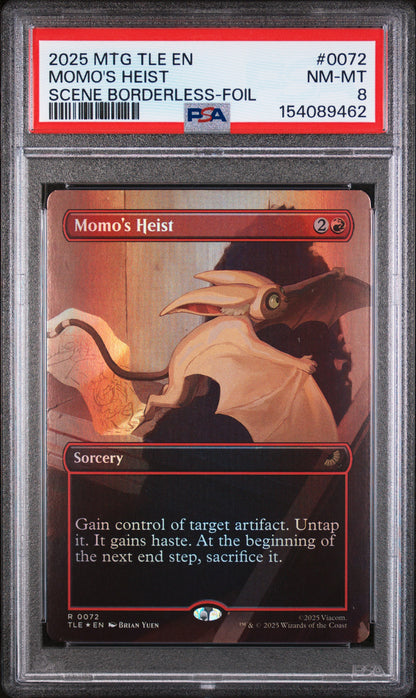 MTG 2025 Momo's Heist - TLE - Scene Borderless Foil - PSA 8