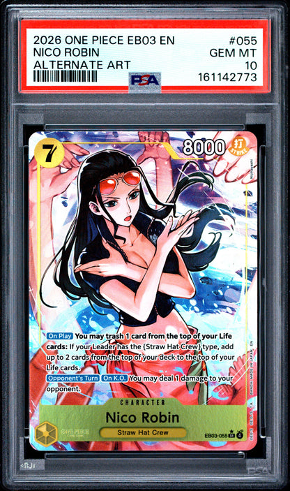 One Piece 2026 Nico Robin EB03-055 SR Alt Art EN - PSA 10