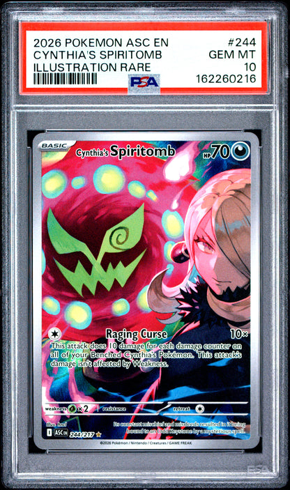 Pokemon 2026 Cynthia's Spiritomb 244/217 Ascended Heroes IR - PSA 10