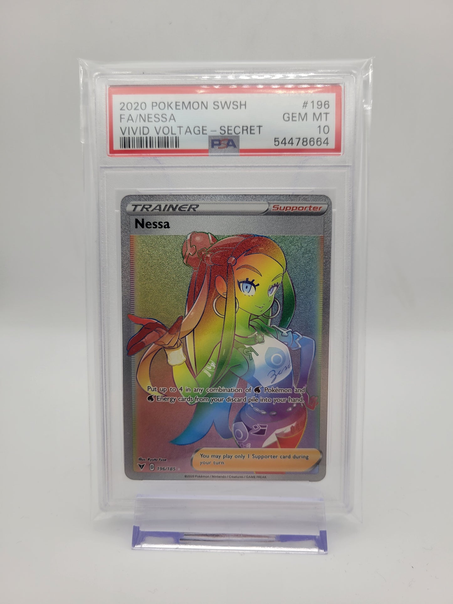 2020 Pokémon SWSH F/A Nessa Vivid Voltage Secret PSA 10