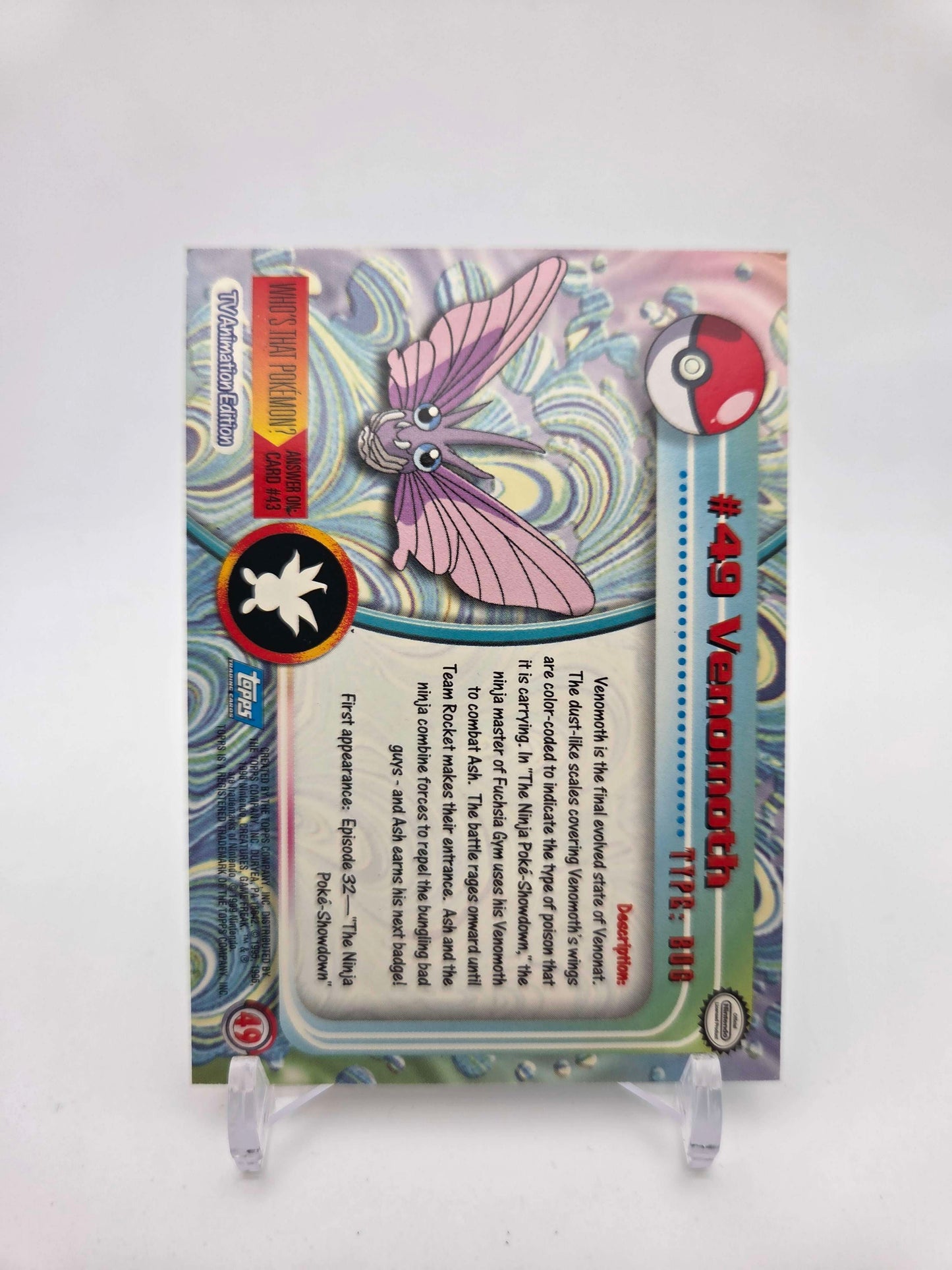 Venomoth #49 Pokemon 1999 Topps TV